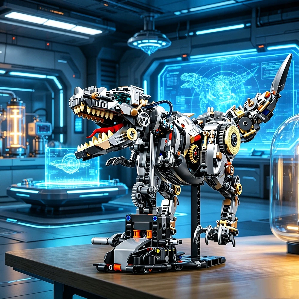 Bez Marki MECHANINIS DINOZAURŲ T-REX BLOKŲ RINKINYS SU ŽAISLAIS ŽAISLAIS