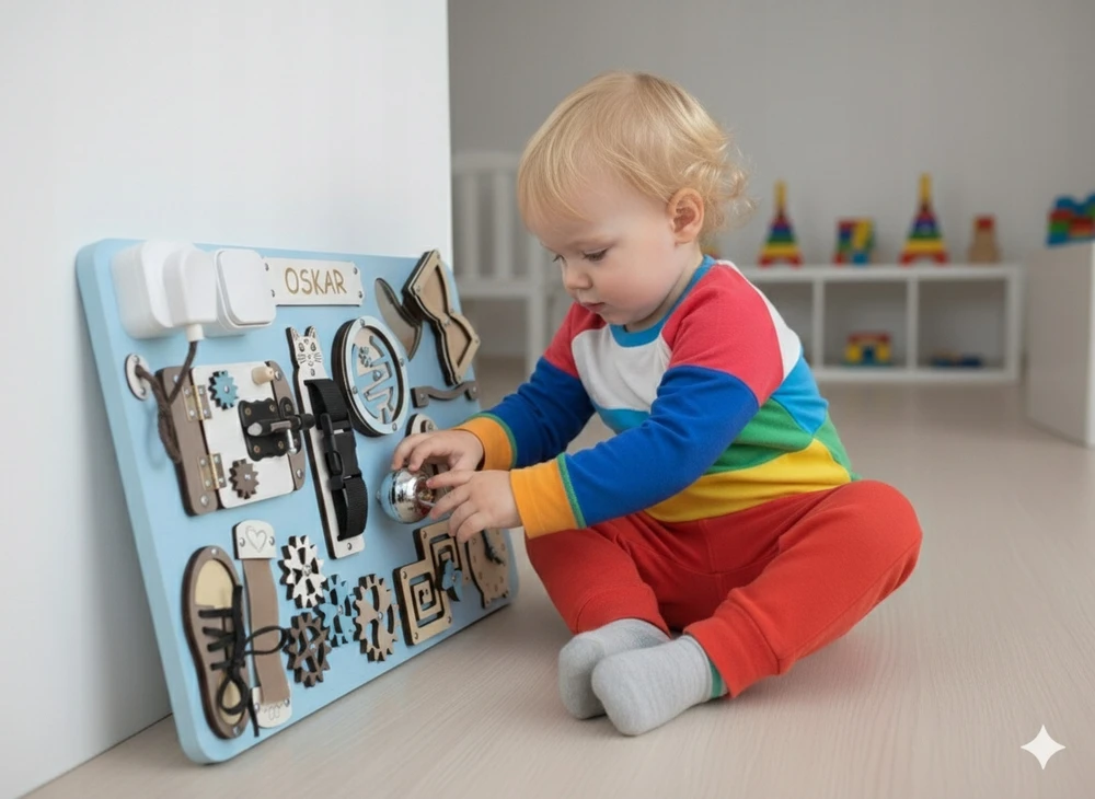 Bez Marki Medinė Montessori lenta su vardu, 60 cm