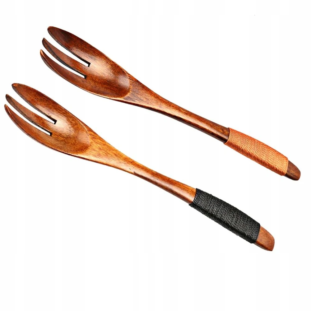 Bez Marki Medinės ilgos rankenos šakutės virtuvės indai Stalo reikmenys Ruda Jamming