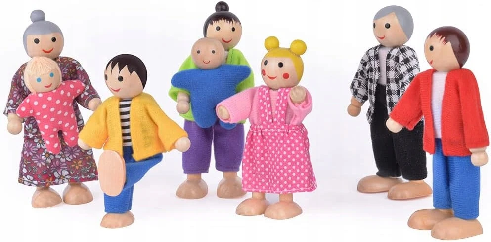 Bez Marki MEDINĖS LĖLĖS ŠEIMA MAŽOS LĖLYS NAMUI 10 VIENŲ RINKINYS VAIKAMS
