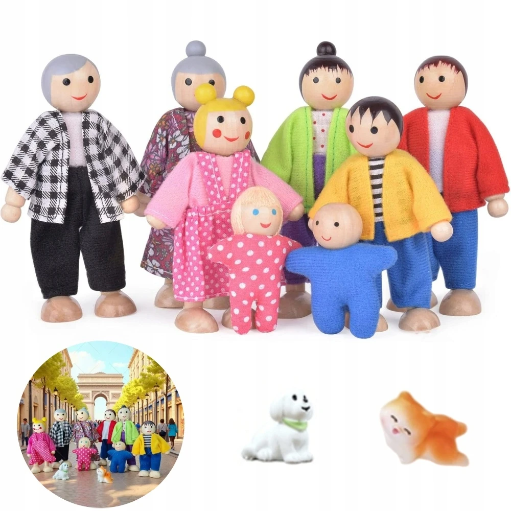Bez Marki MEDINĖS LĖLĖS ŠEIMA MAŽOS LĖLYS NAMUI 10 VIENŲ RINKINYS VAIKAMS