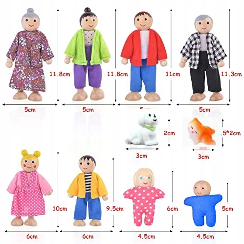 Bez Marki MEDINĖS LĖLĖS ŠEIMA MAŽOS LĖLYS NAMUI 10 VIENŲ RINKINYS VAIKAMS