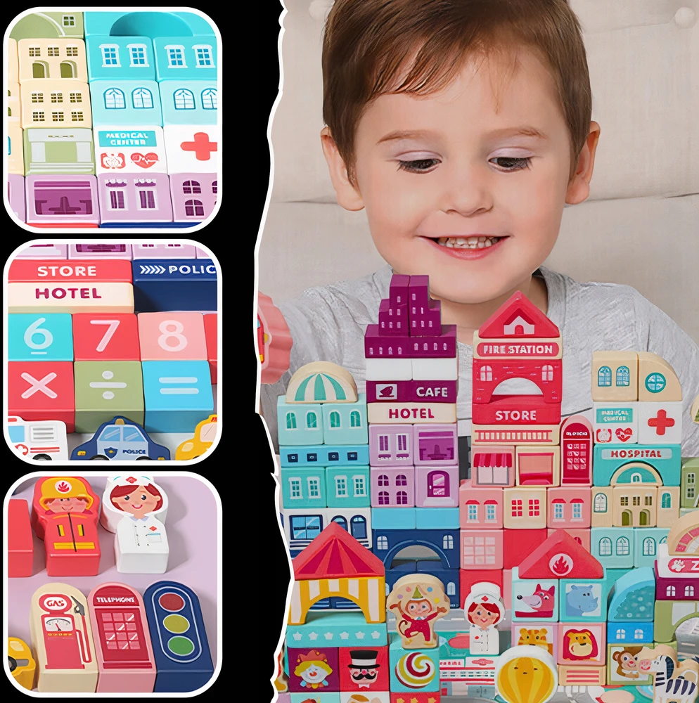 Bez Marki Mediniai blokai Miesto automobiliai 100 blokai Mokomoji konstrukcija didelė