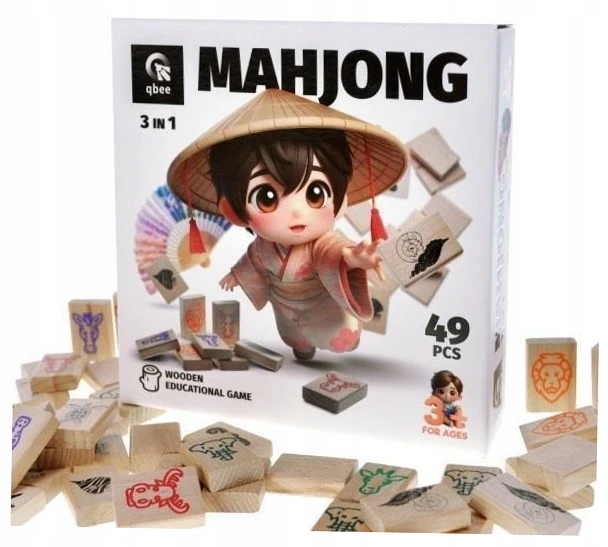 Vilde Bez Marki Medinis Mahjong stalas, 49 vnt