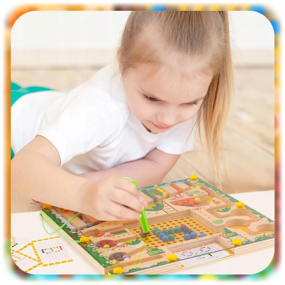 Bez Marki Medinis Montessori magnetinis labirintas vaikams – mokytis skaičiuoti