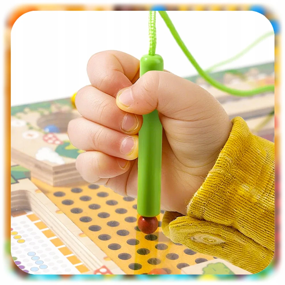 Bez Marki Medinis Montessori magnetinis labirintas vaikams – mokytis skaičiuoti