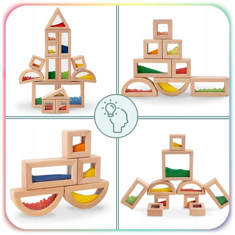 Bez Marki MEDINIŲ JAUTINIŲ KALULŲ RINKINYS 15 EL CHILDREN MONTESSORI KONSTRUKCIJA