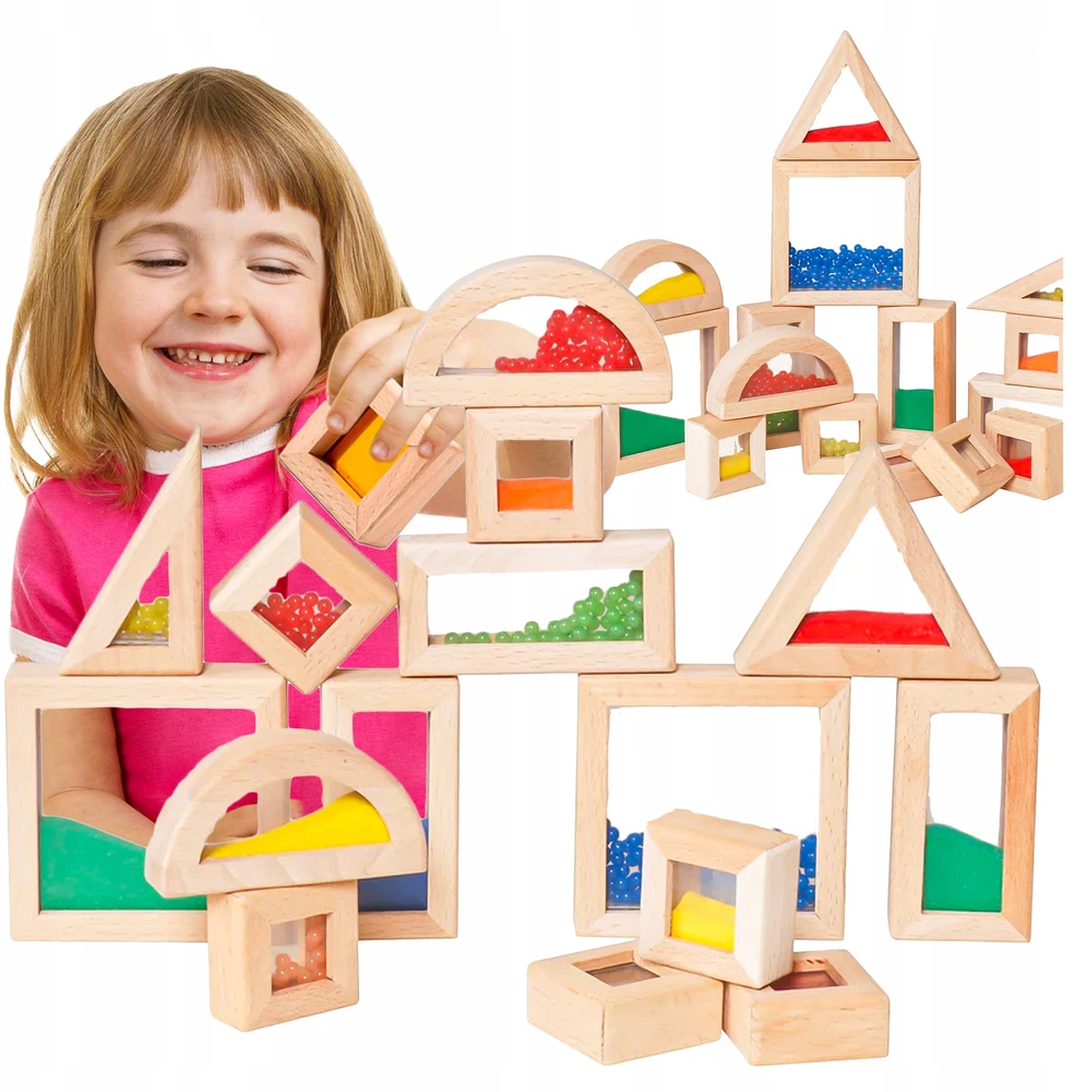 Bez Marki MEDINIŲ JAUTINIŲ KALULŲ RINKINYS 15 EL CHILDREN MONTESSORI KONSTRUKCIJA