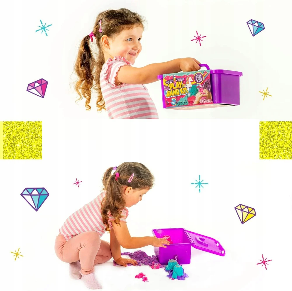 Bez Marki MEGA RINKINYS KINETINIAI SMĖLĖS ARKLAI VIENRAGIS 4 SPALVOS + GLITTER + DĖŽĖ
