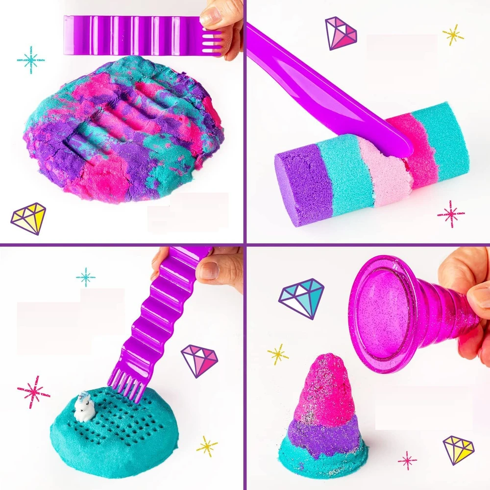 Bez Marki MEGA RINKINYS KINETINIAI SMĖLĖS ARKLAI VIENRAGIS 4 SPALVOS + GLITTER + DĖŽĖ
