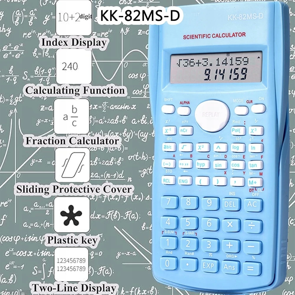 Bez Marki Mėlyna Scientific Calculator 240 Functions 2 Line School