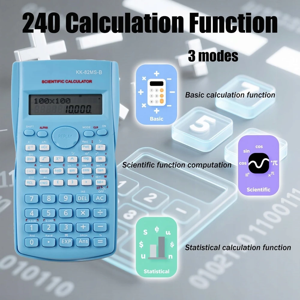 Bez Marki Mėlyna Scientific Calculator 240 Functions 2 Line School