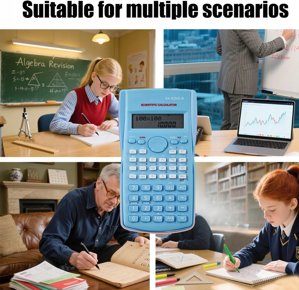 Bez Marki Mėlyna Scientific Calculator 240 Functions 2 Line School