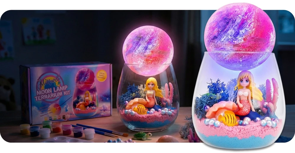 Bez Marki Mermaid Set Creative Night Lamp For Girls Kinetic Sand, DIY