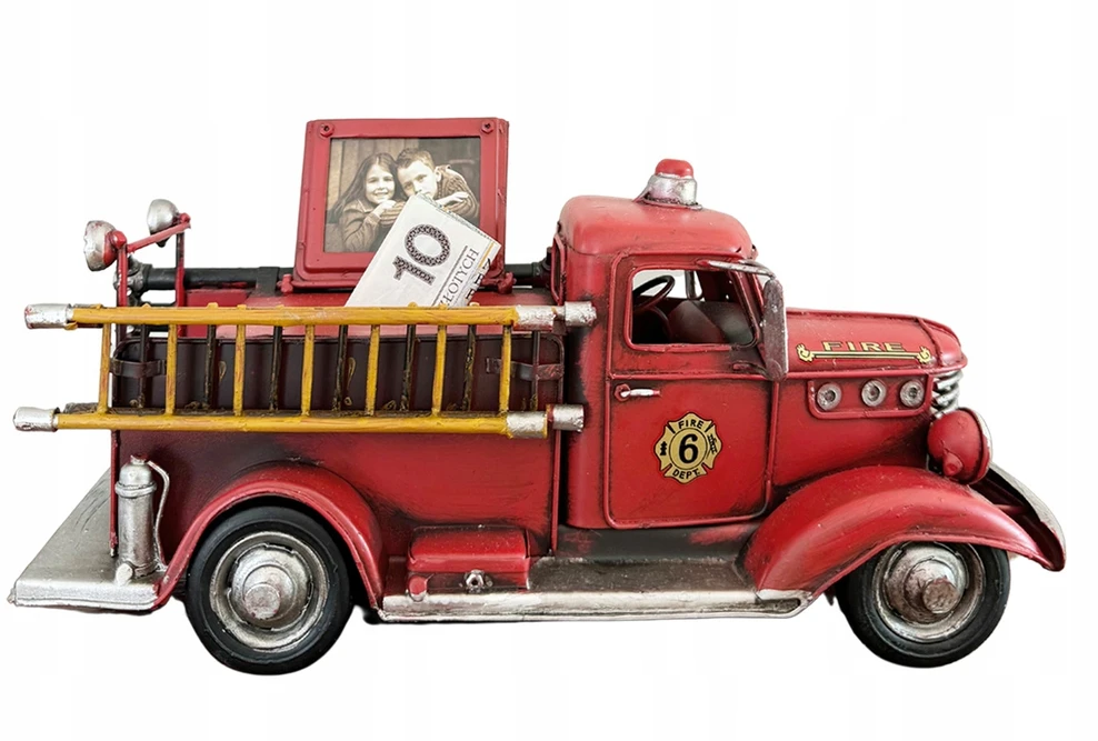 Bez Marki Metalinė taupyklė-fotodėžutė, ugniagesių automobilio replika