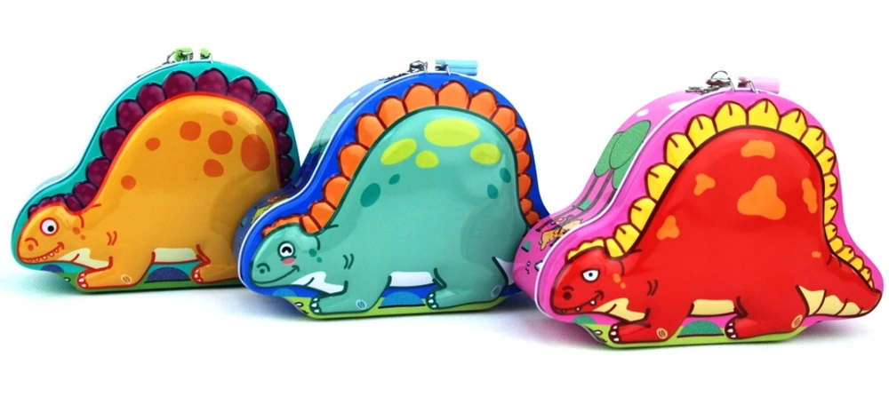 Bez Marki METALOWA SKARBONKA Z KŁÓDKĄ DINOZAUR