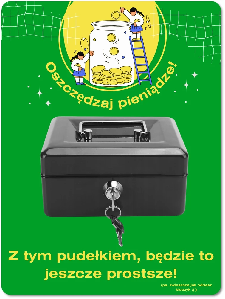 Bez Marki METALOWE PUDEŁKO NA PIENIĄDZE BILON MAŁY SEJF KASETKA SKARBONKA NA KLUCZYK