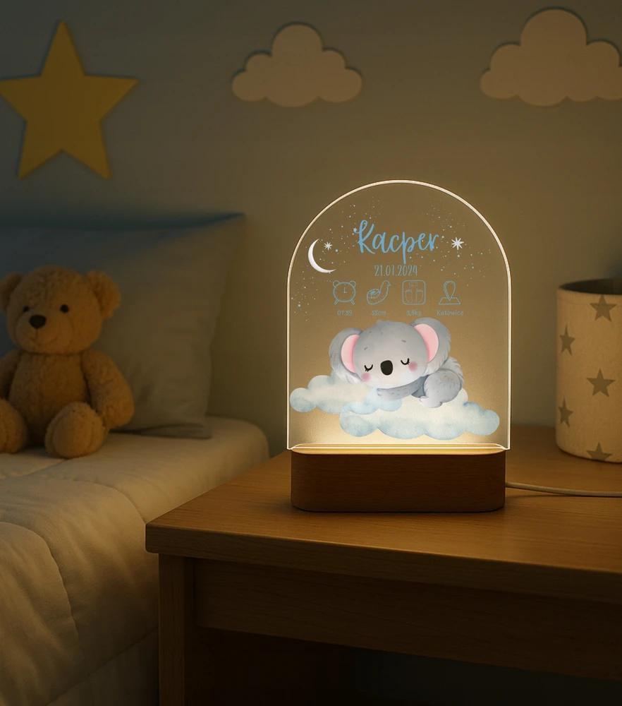 Bez Marki METRYCZKA LAMPKA nocna LED dziecięca narodziny chrzest prezent chrzestnej