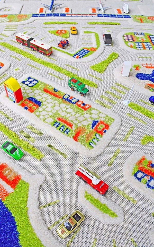 Bez Marki MIASTO PORTOWE - Mėlyna Dywan 3D dla Dzieci 100x150 cm IVI Carpets