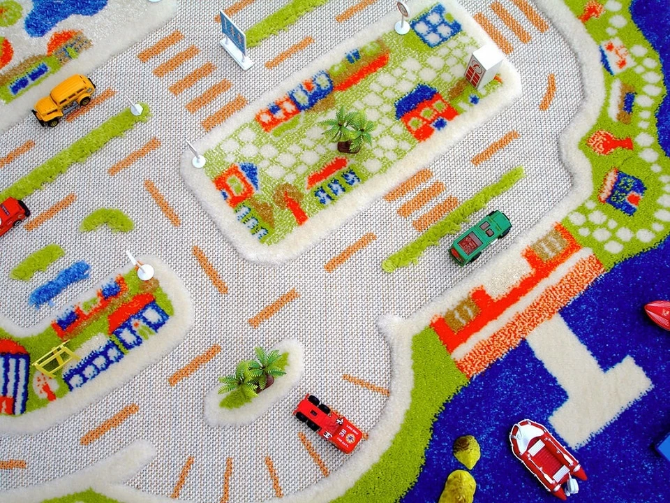 Bez Marki MIASTO PORTOWE - Mėlyna Dywan 3D dla Dzieci 100x150 cm IVI Carpets
