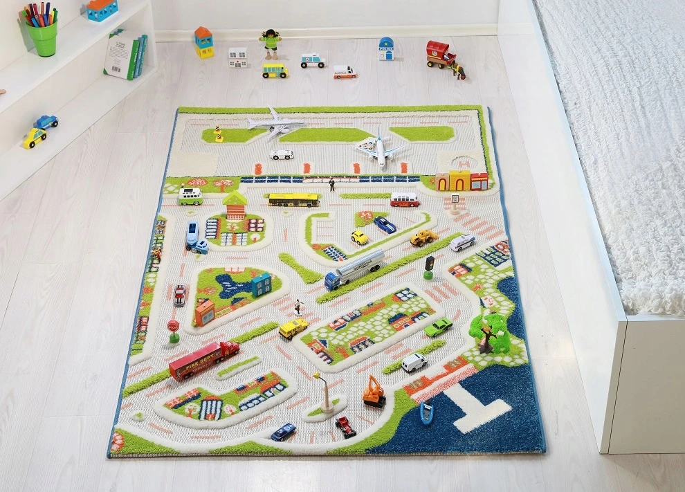Bez Marki MIASTO PORTOWE - Mėlyna Dywan 3D dla Dzieci 100x150 cm IVI Carpets