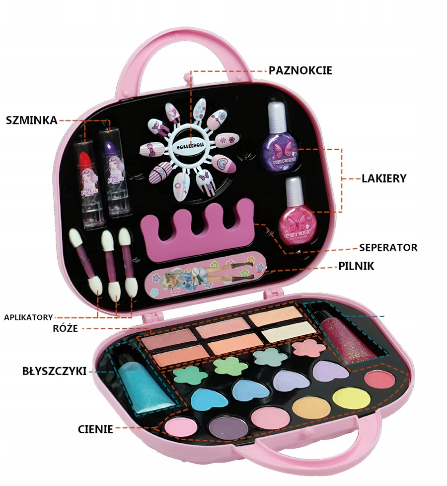 Bez Marki MIAŽIAMOSIOS KOSMETIKOS RINKINYS MAIŠELĖLIS NAIL MAKEUP BOX 42 ELEMENTS.