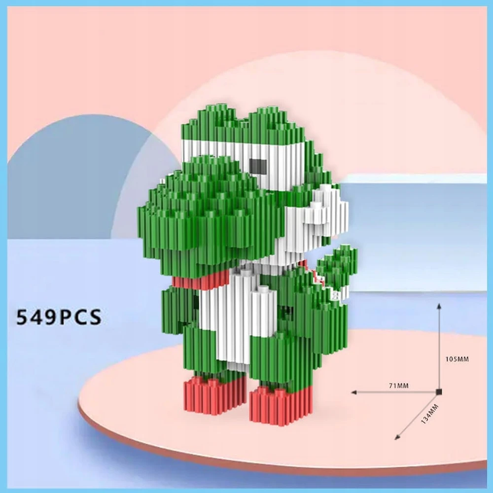 Bez Marki Mikro kaladėlių rinkinys dinozaurams statyti, Super Mario figūrėlė, 3D modelis