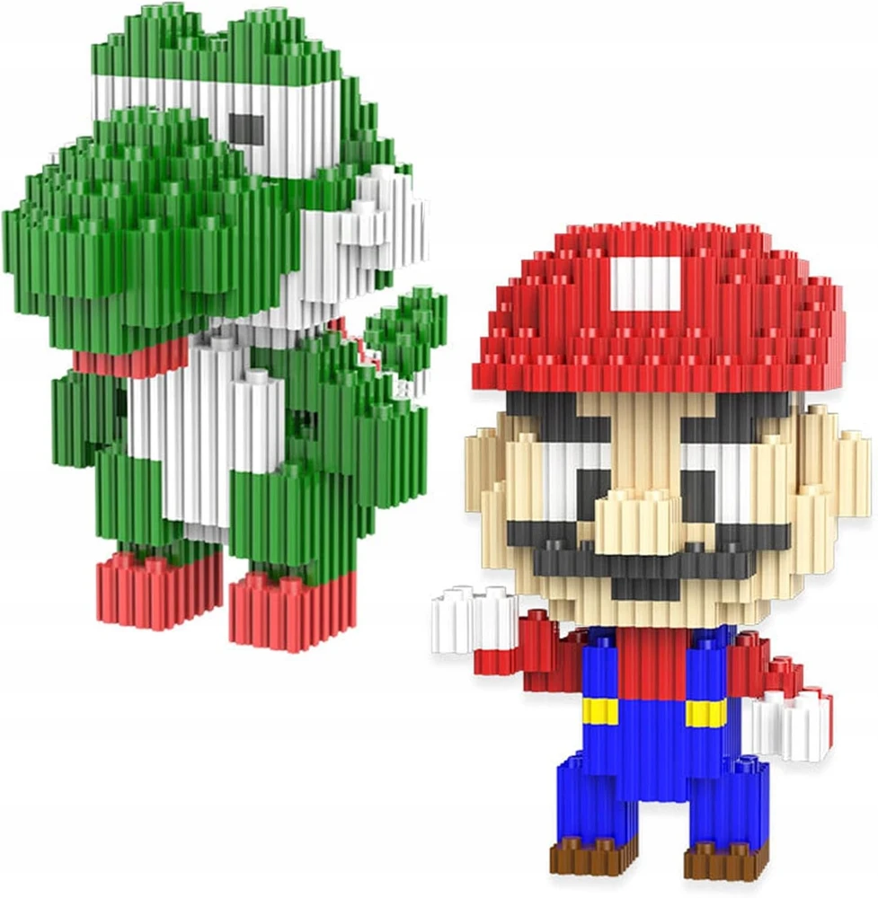 Bez Marki Mikro kaladėlių rinkinys dinozaurams statyti, Super Mario figūrėlė, 3D modelis