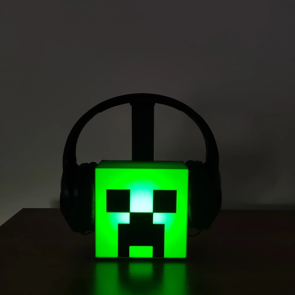 Bez Marki Minecraft Creeper Led naktinė lemputė + ausinių stovas 2in1