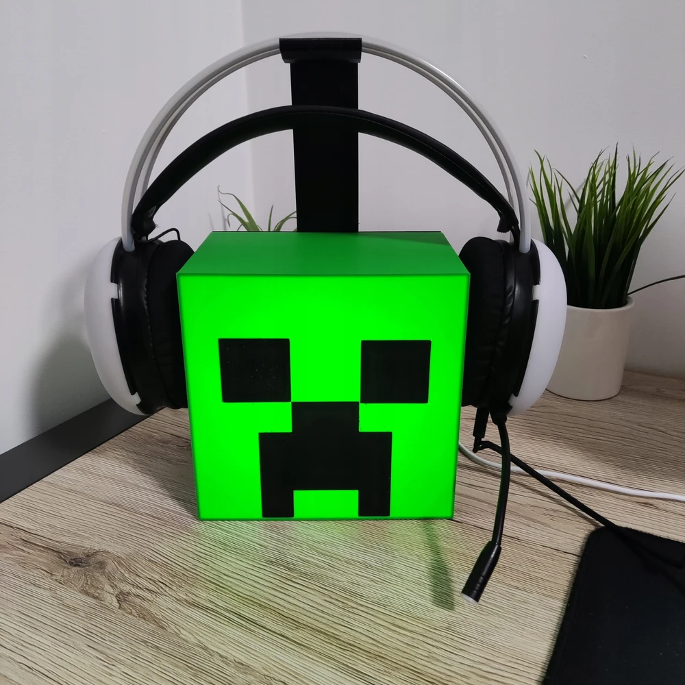 Bez Marki Minecraft Creeper Led naktinė lemputė + ausinių stovas 2in1