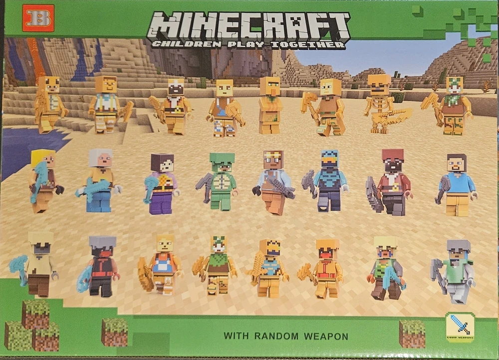 Bez Marki MINECRAFT FIGURINES 24 MINI MINECRAFT ŽMONIŲ RINKINYS + PRIEDAI