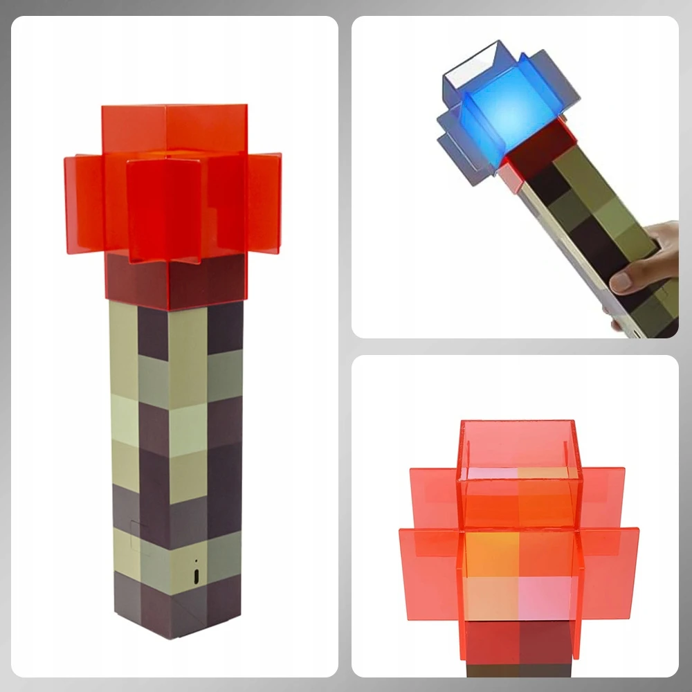 Bez Marki Minecraft Torche Led Lempa, 4 Spalvos, Usb Įkrovimas, 31cm