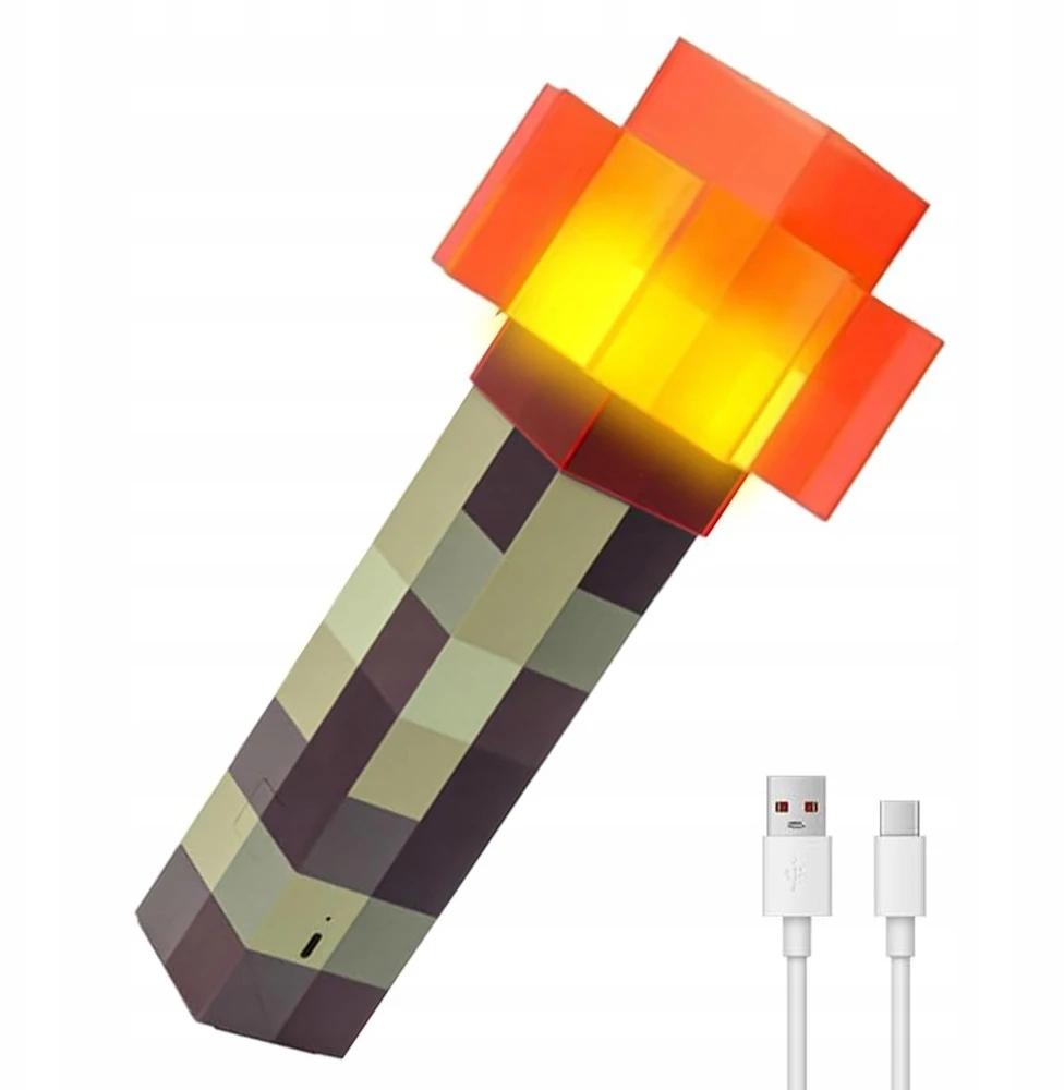 Bez Marki Minecraft Torche Led Lempa, 4 Spalvos, Usb Įkrovimas, 31cm