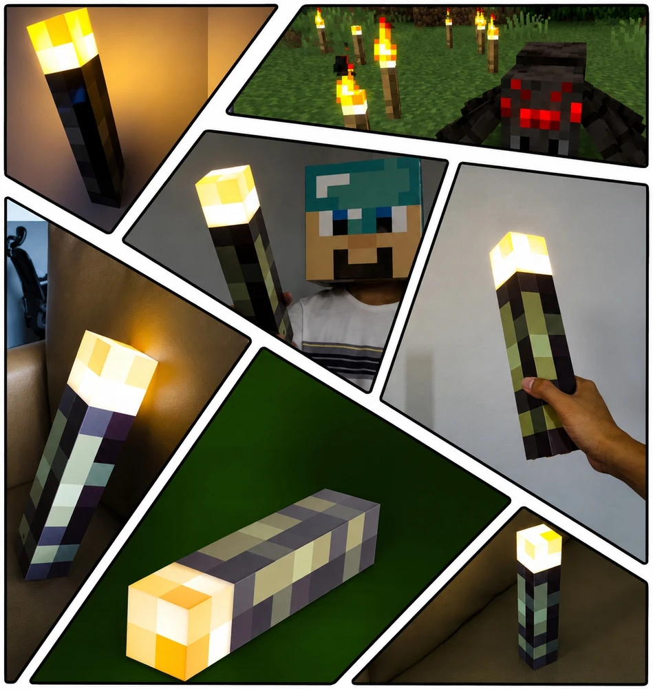 Bez Marki MineTorch LED žibintuvėlis RGB 7 spalvų USB-C, skirtas RGB žaidimams sienoje