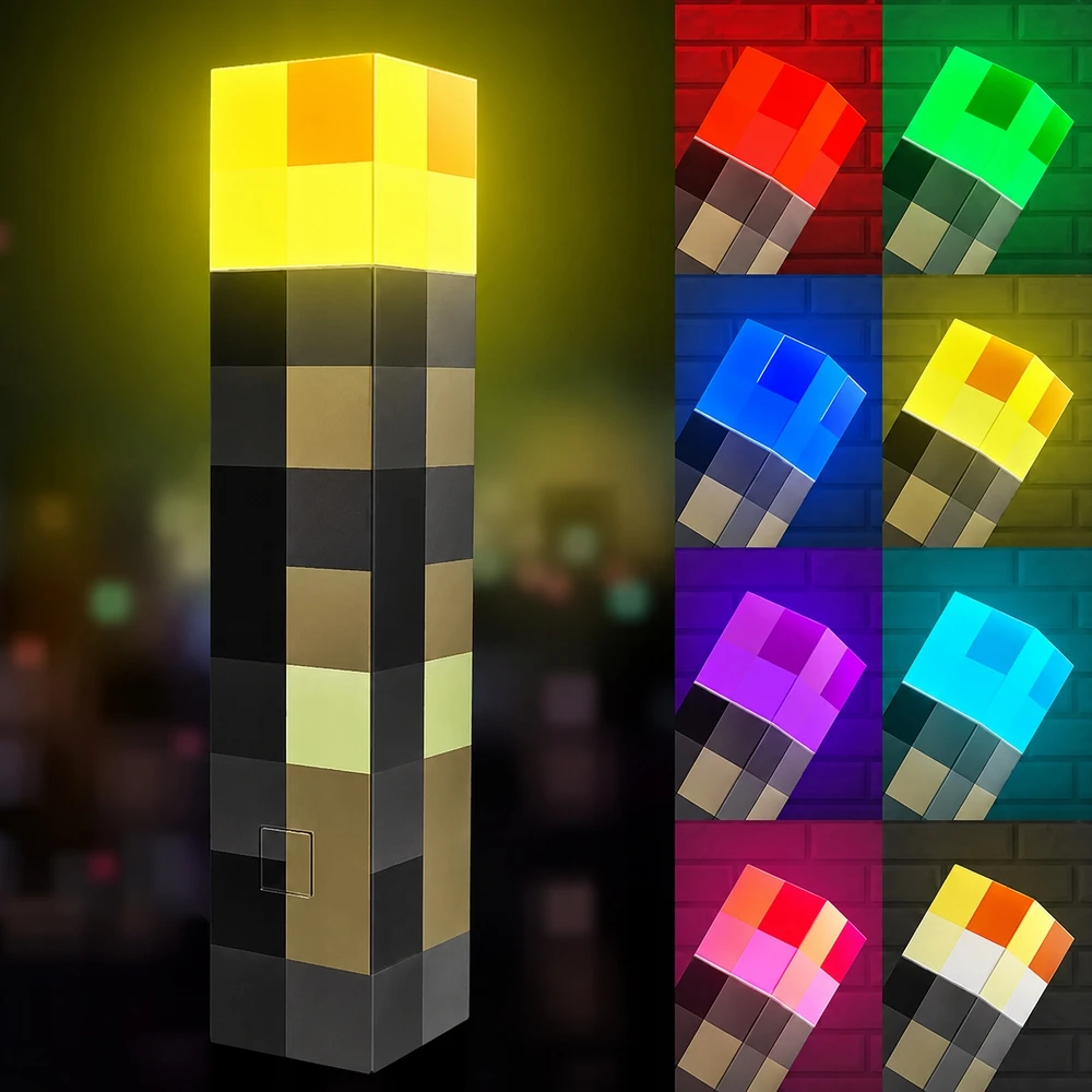 Bez Marki MineTorch LED žibintuvėlis RGB 7 spalvų USB-C, skirtas RGB žaidimams sienoje