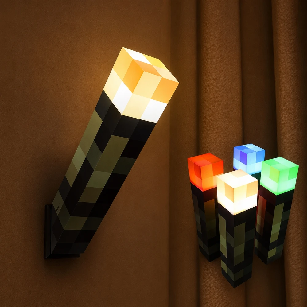 Bez Marki MineTorch LED žibintuvėlis RGB 7 spalvų USB-C, skirtas RGB žaidimams sienoje