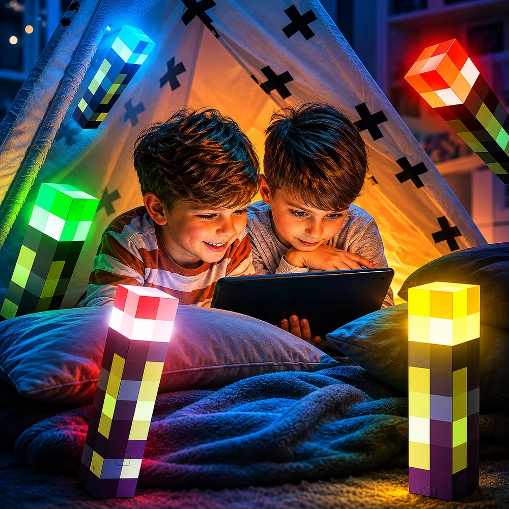 Bez Marki MineTorch LED žibintuvėlis RGB 7 spalvų USB-C, skirtas RGB žaidimams sienoje