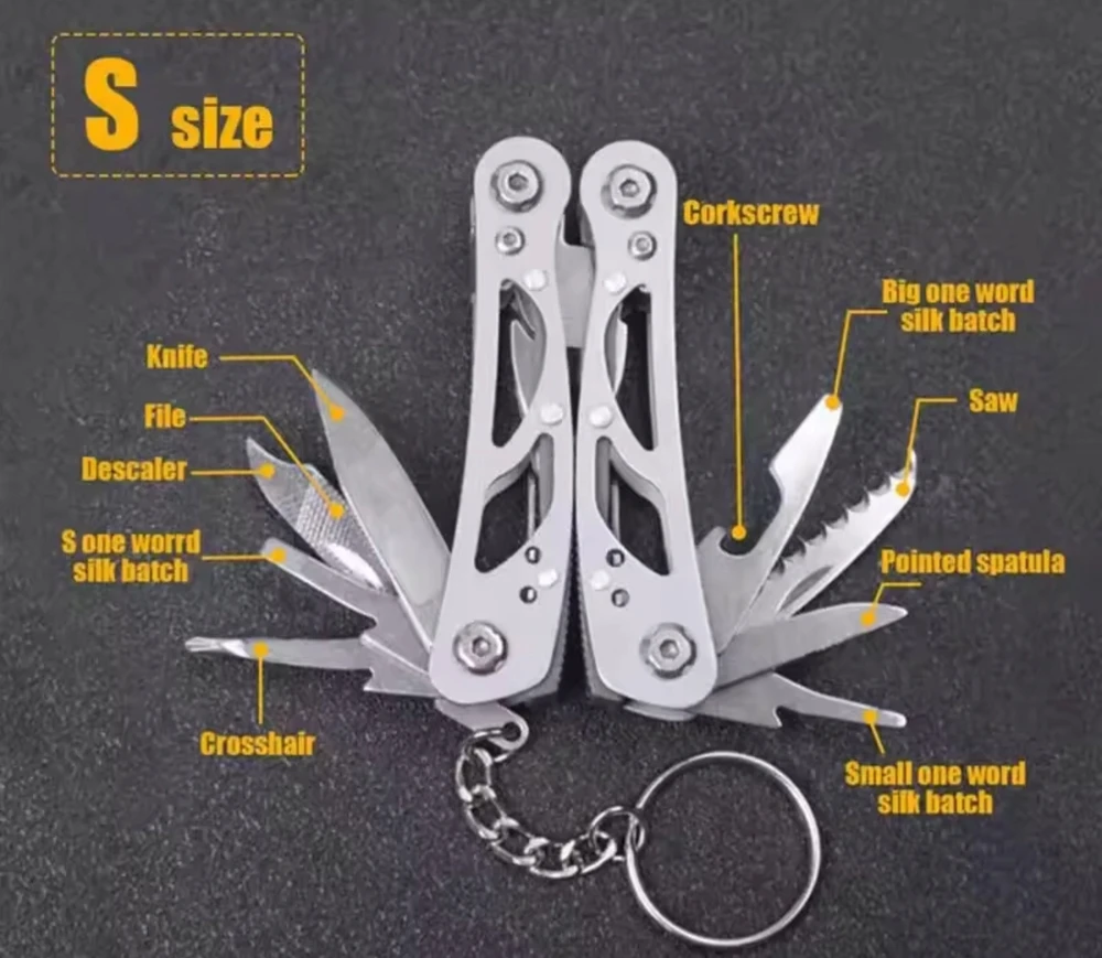 Bez Marki mini kombinerki MULTITOOL 9w1 NARZĘDZIE WIELOFUNKCYJNE szczypce SURVIVAL