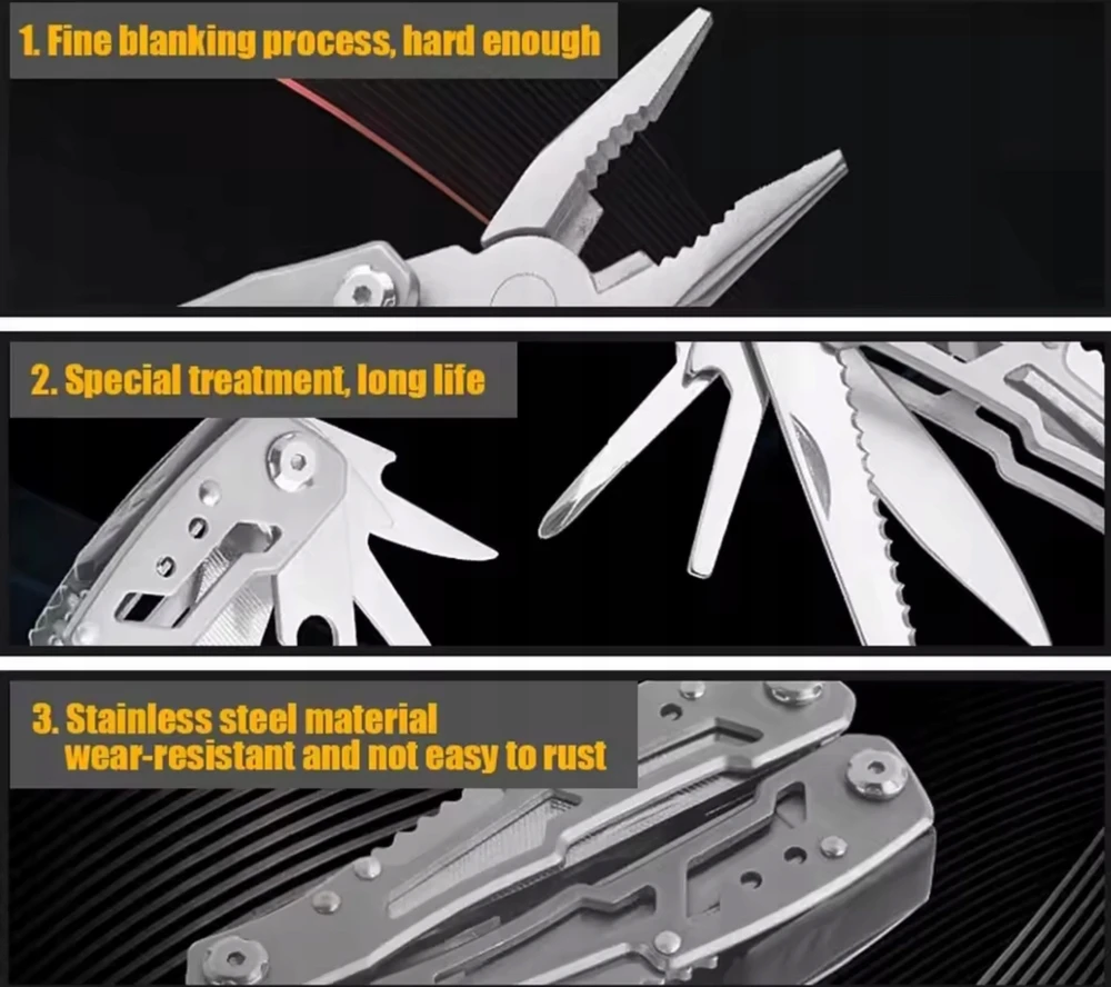 Bez Marki mini kombinerki MULTITOOL 9w1 NARZĘDZIE WIELOFUNKCYJNE szczypce SURVIVAL