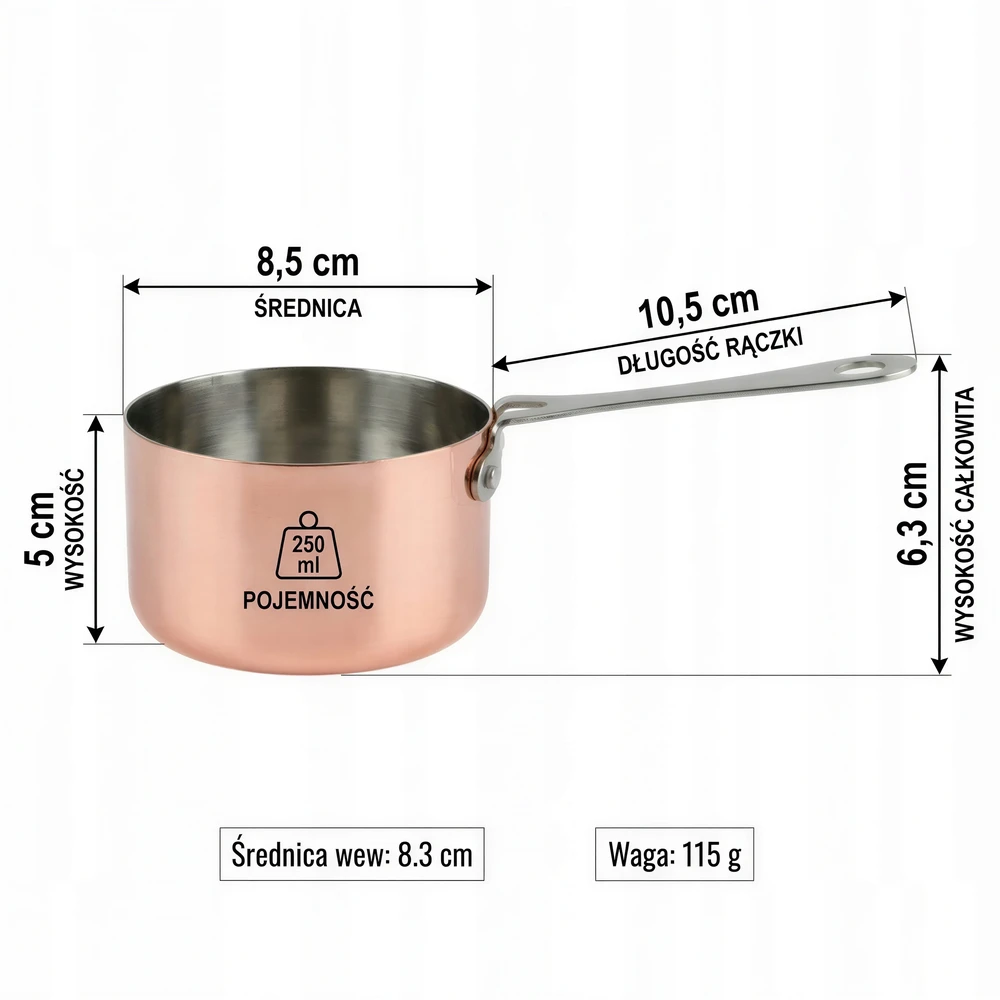 Bez Marki Mini puodas 250 ml, plieno, 8.5 cm skersmens, patiekalams