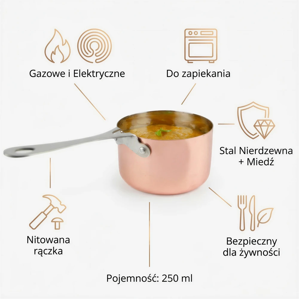 Bez Marki Mini puodas 250 ml, plieno, 8.5 cm skersmens, patiekalams