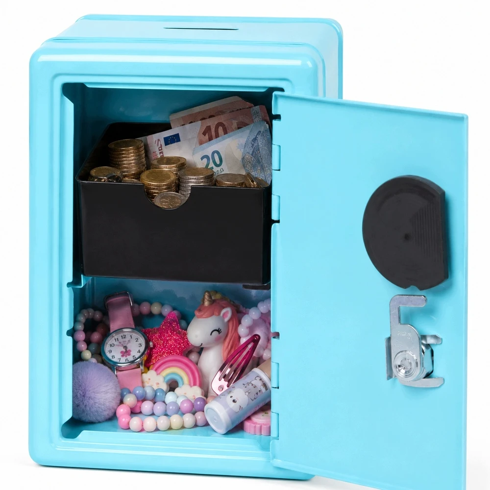 Bez Marki MINI SEJF SKARBONKA SZYFROWY ZAMEK KLUCZE dla DZIECI METALOWY 18x12cm
