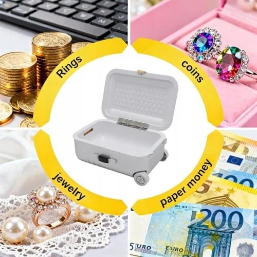 Bez Marki MINI WALIZKOWA SKARBONKA NA URLOP SREBRNA KASA NA WAKACJE JAKO DO MONTAŻU