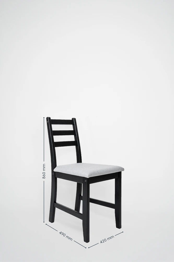 Bez Marki Minkšta medinė kėdė svetainei, valgomajam, virtuvei, juoda, stabili