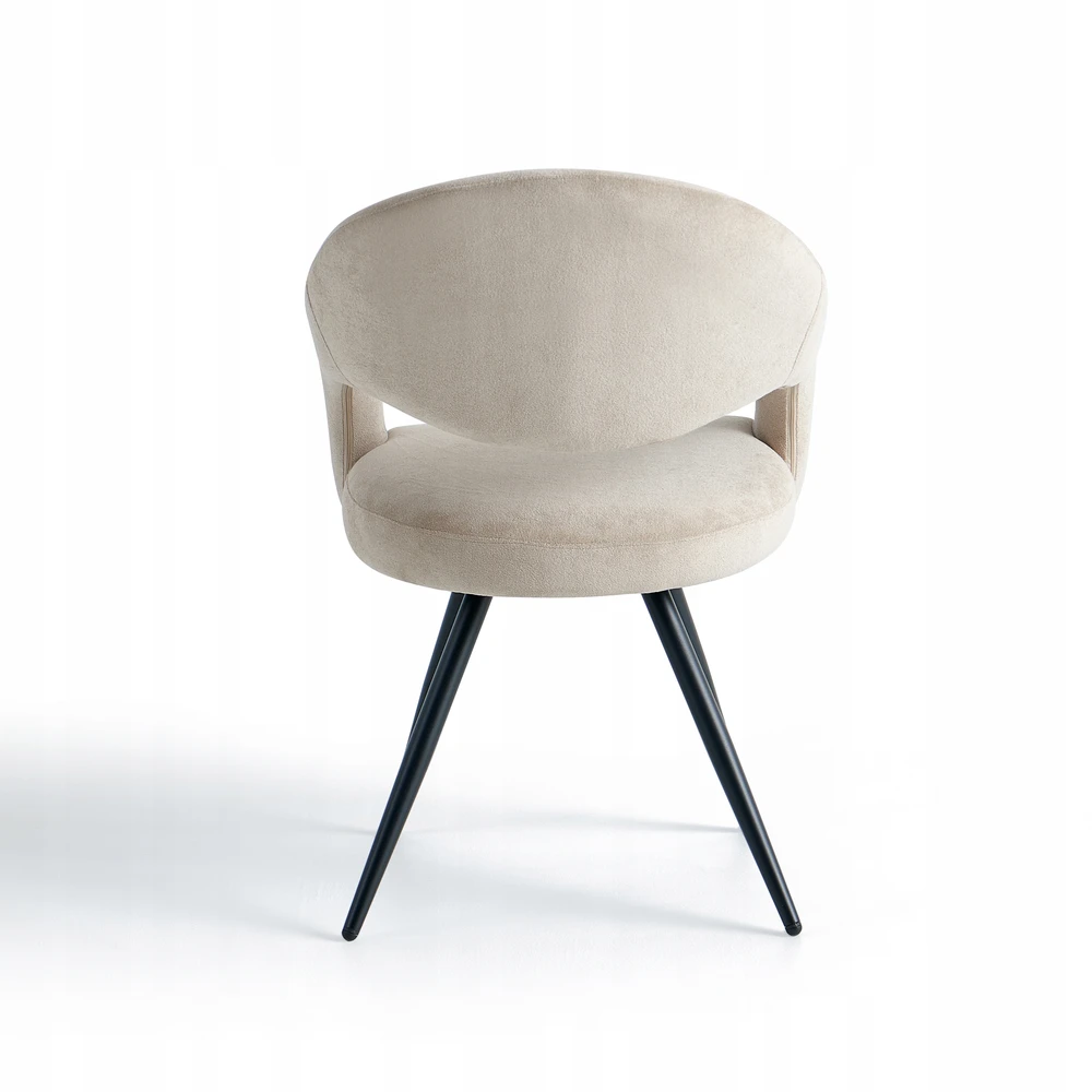Bez Marki Minkšta valgomojo kėdė Šviesiai smėlio spalvos modernios juodos plieninės kojos