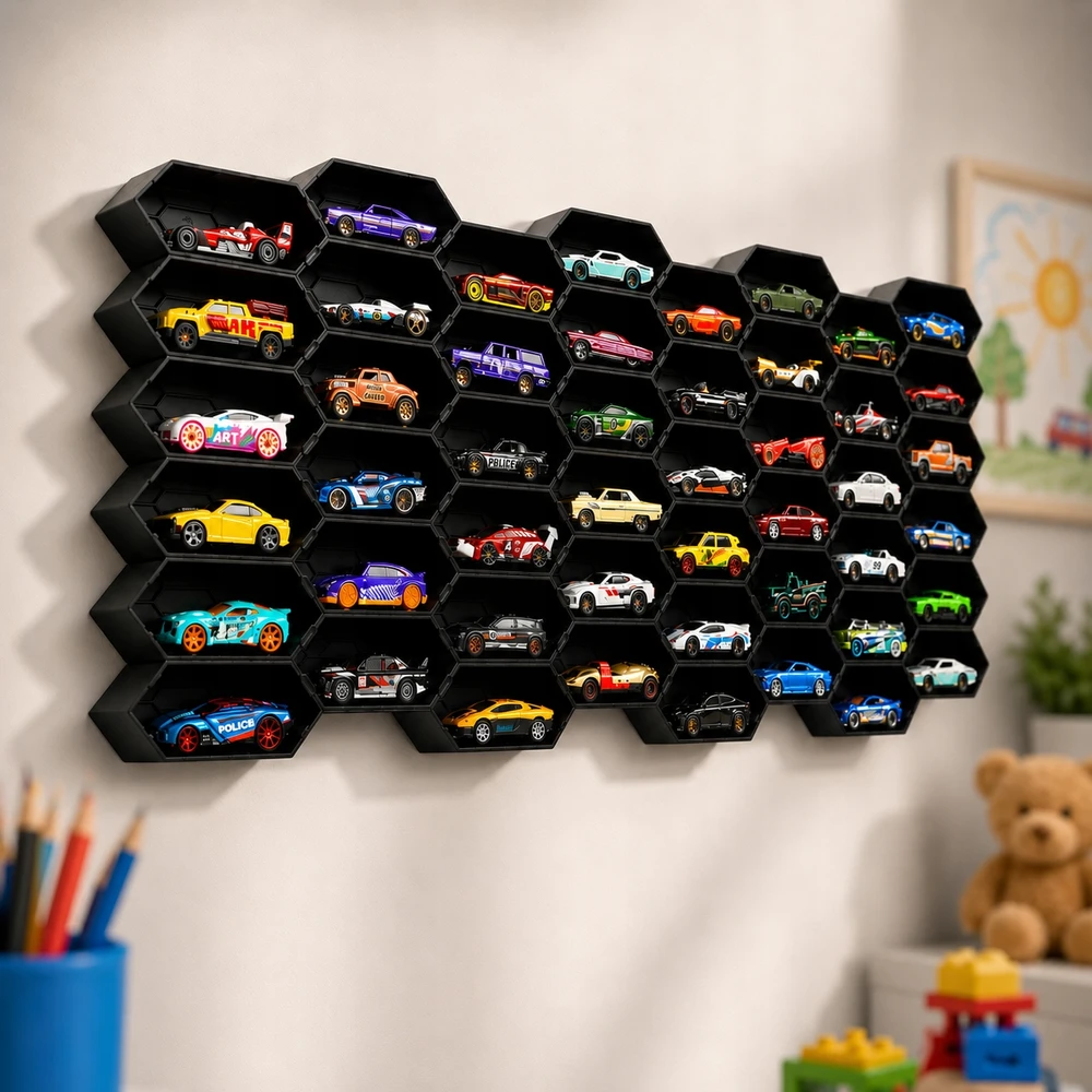 Bez Marki Modulinė lentynėlė HEXHIVE spyruoklėms 1:64 + FREE HOT WHEELS AUTO