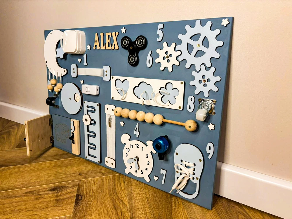 Bez Marki Montessori Busy Board sensorinė lenta, didelė, 60x40, smagi