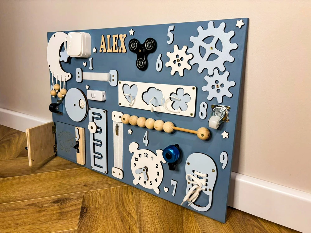 Bez Marki Montessori Busy Board sensorinė lenta, didelė, 60x40, smagi