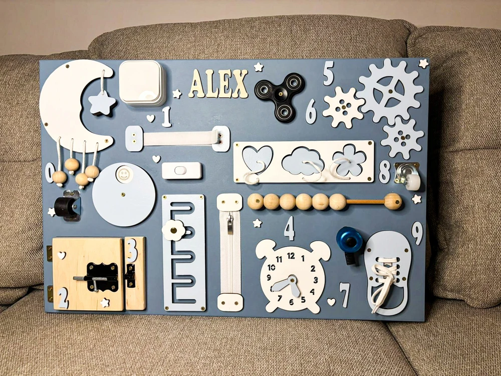 Bez Marki Montessori Busy Board sensorinė lenta, didelė, 60x40, smagi