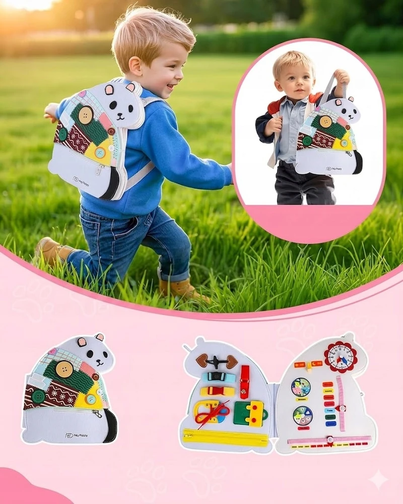 Bez Marki Montessori jutiminė manipuliavimo knyga, lenta, mokomasis žaislas